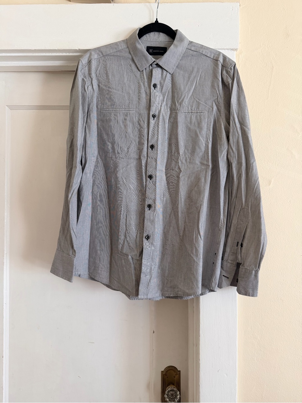 INC International Concepts Men's Light Grey Button-Down Dress Shirt
